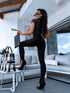 Black LUX leggings with slits LM1173